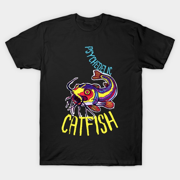 Psychedelic Catfish Artwork T-Shirt by maxdax